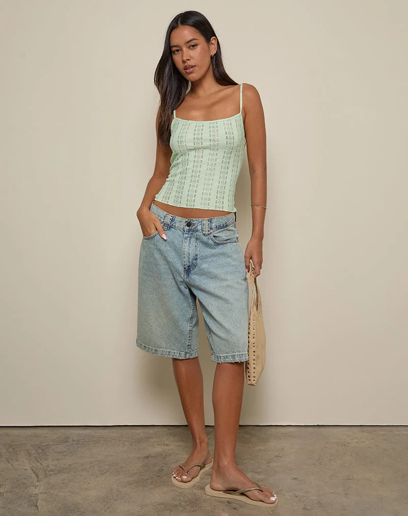 Aluca Cami Top aus Broderie-Blumenspitze Mint