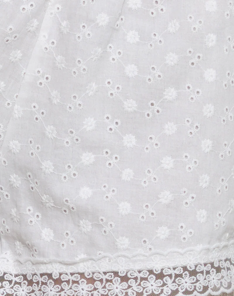 Strapa-Cami-Top in Broderie Elfenbein