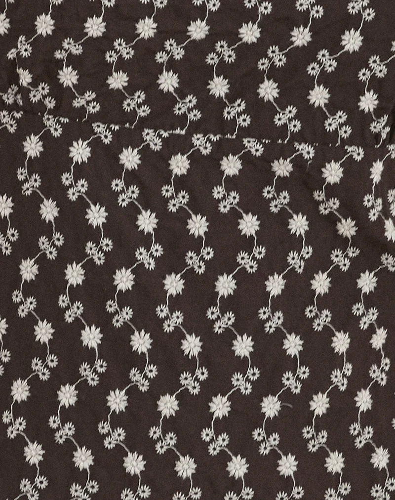 Bella Mini-Teekleid aus geblümter Broderie Braun