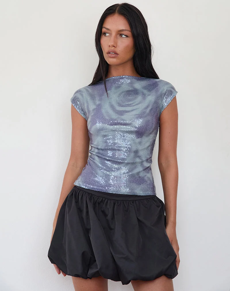 Novaria Top aus Pailletten Abstrakt Rose Grau