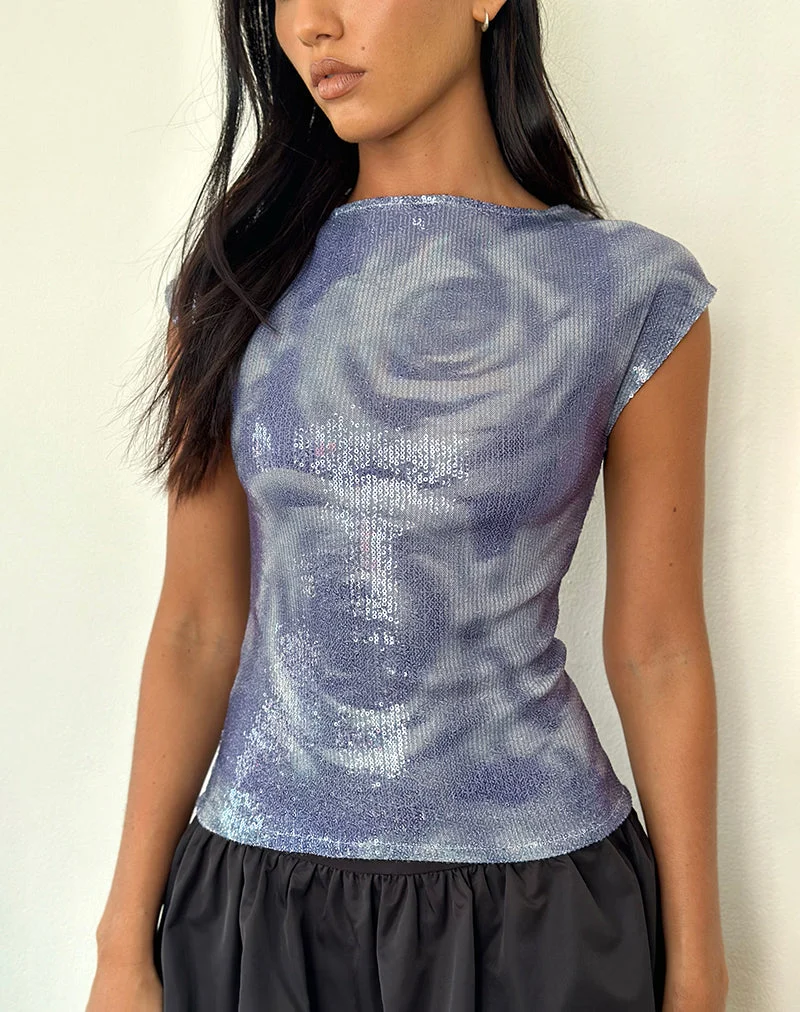 Novaria Top aus Pailletten Abstrakt Rose Grau