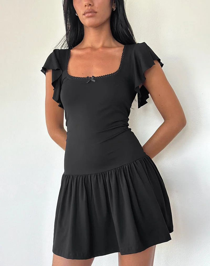 Toinette Minikleid mit fallender Taille in Schwarz