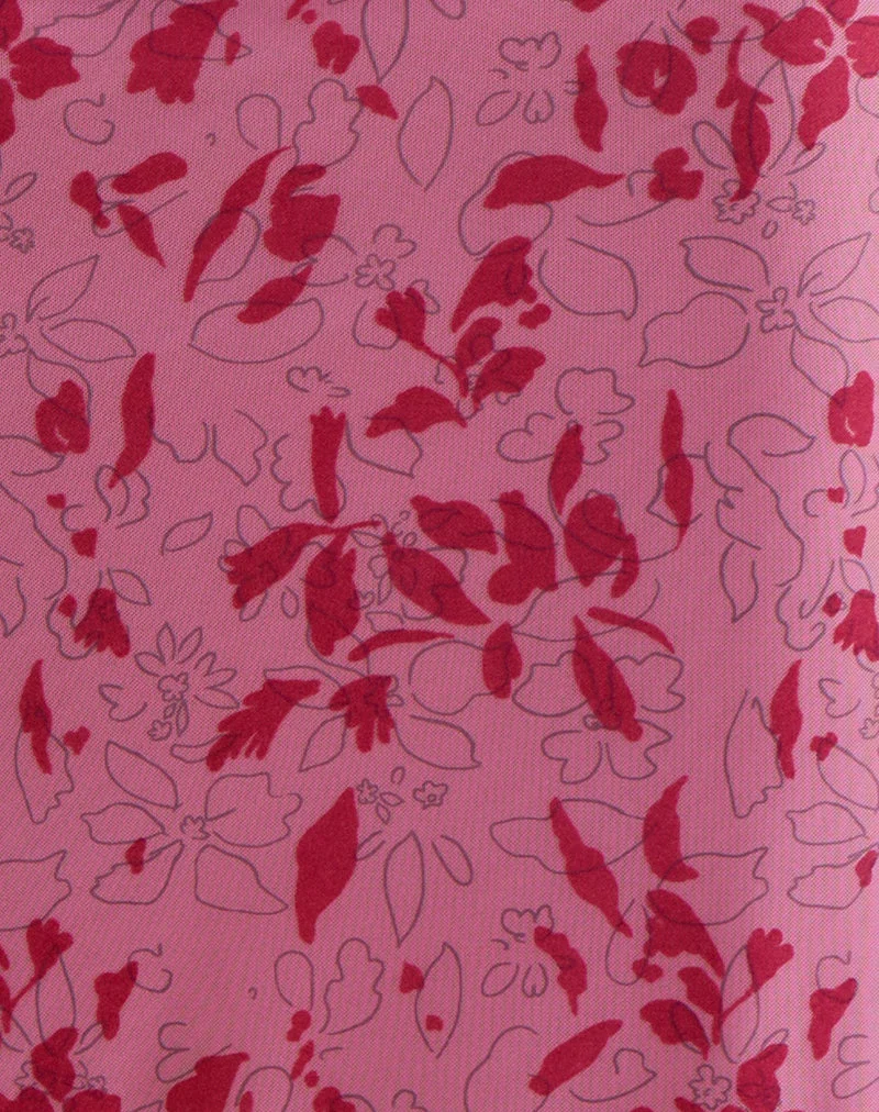 Alfreda Maxirock in Schablone Blume Rosa