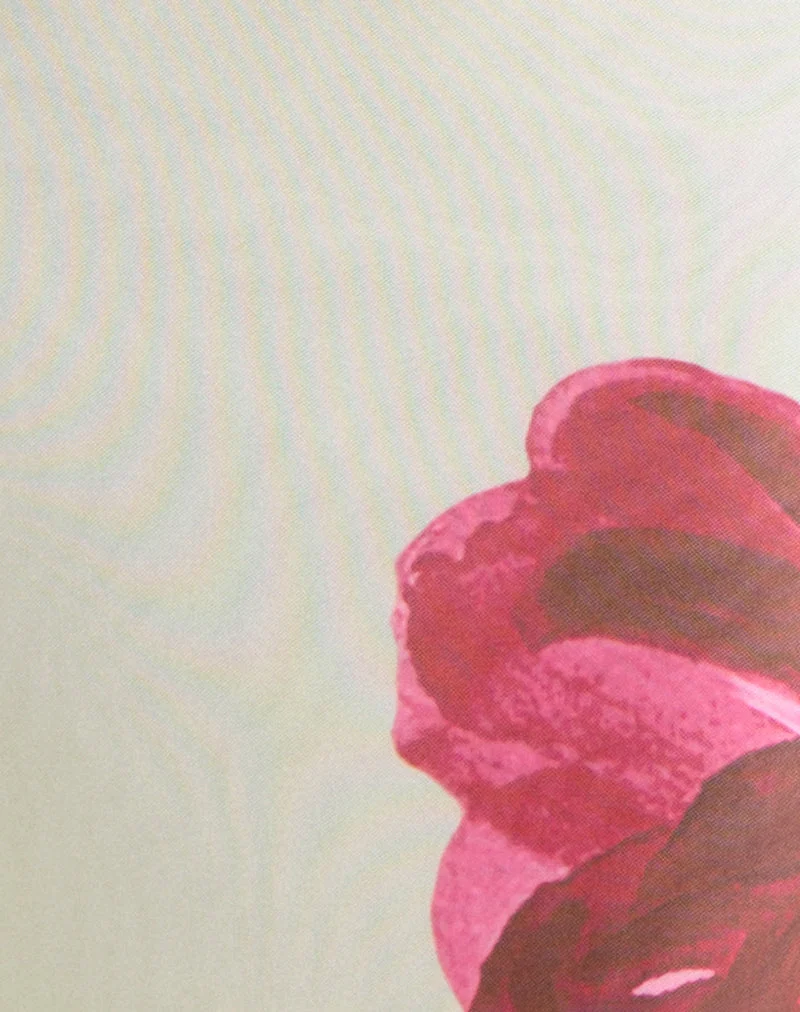 Fayola Bedrucktes Maxikleid in Creme mit roter Aquarellblume