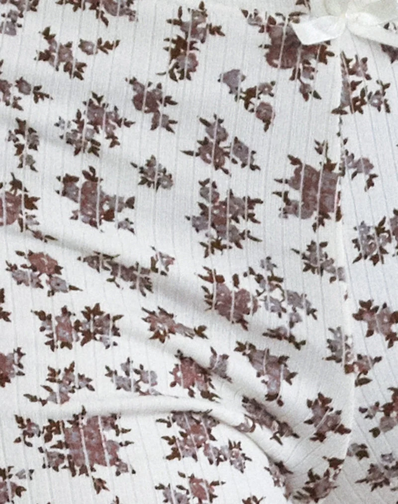 Ritulia Gerippte Micro Short in Ditsy Floral Creme