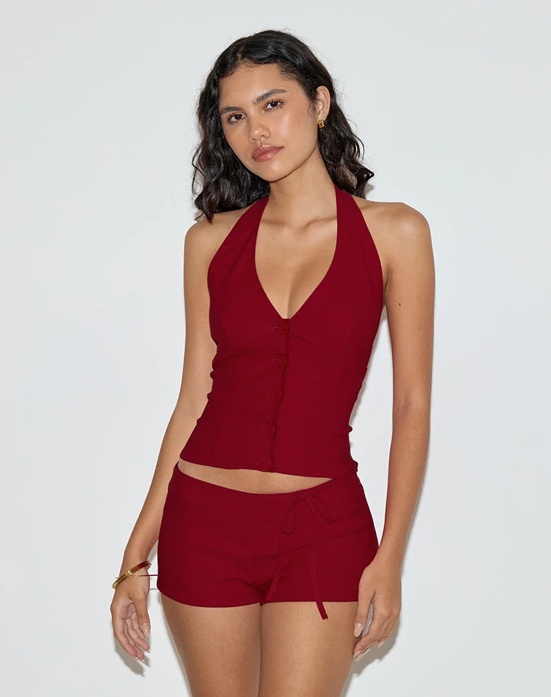 Ortee Neckholder-Top in Tailoring Rot