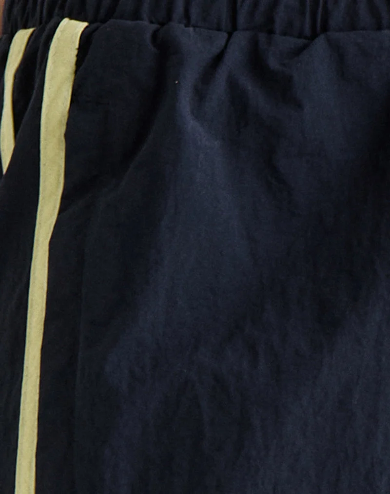 Riu Runner Short in Marineblau mit gelben Streifen