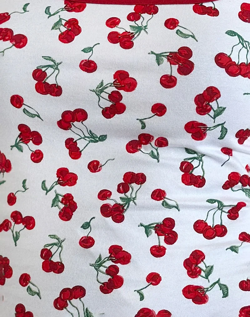 Blaira Top in Cherry Print Weiß