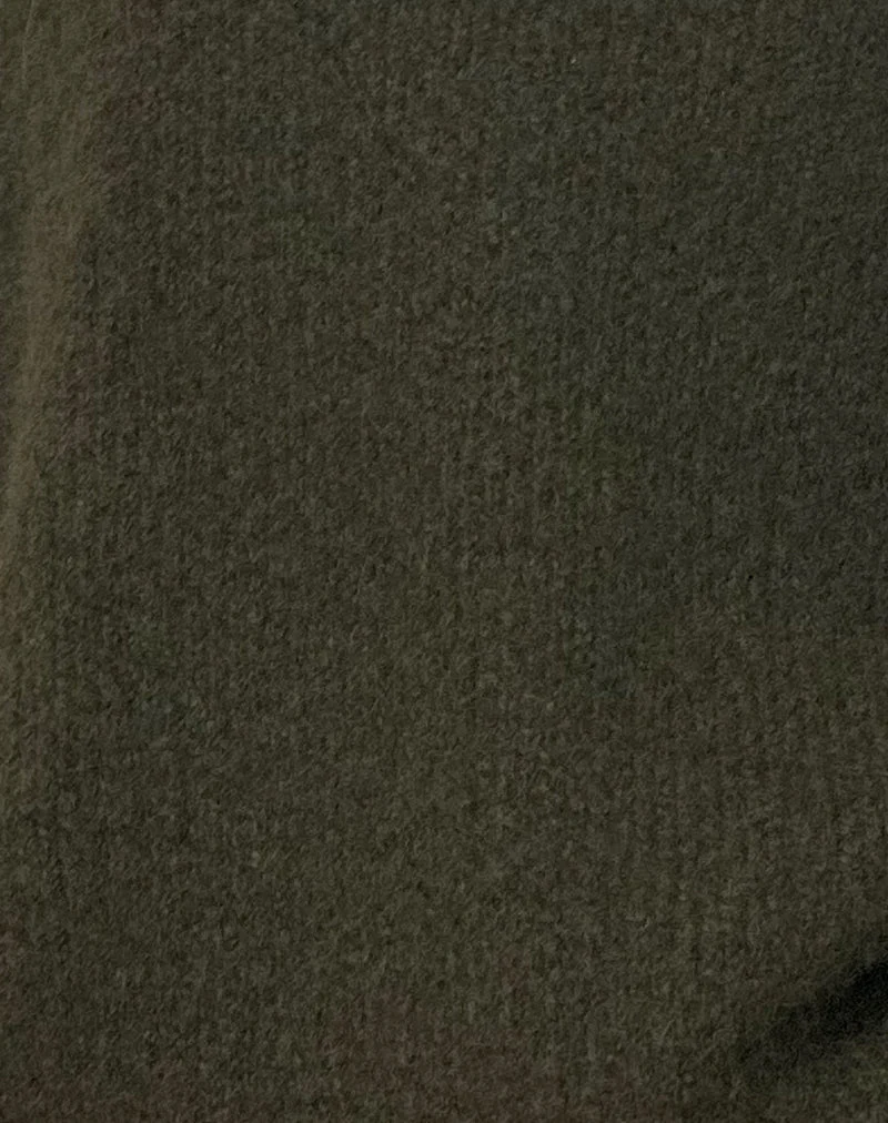 Asato Pullover mit klobigem V-Ausschnitt in gebürstetem Khaki