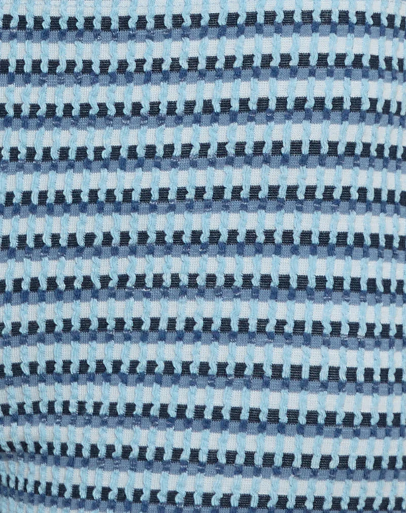 Sera Micro Short aus strukturiertem Rippenstreifen Tonal Blau