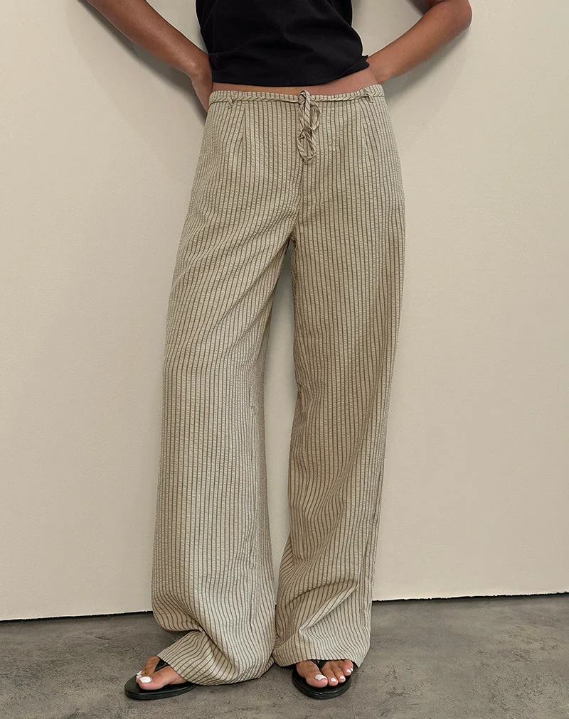 Juria-Hose in neutralem Khaki gestreift