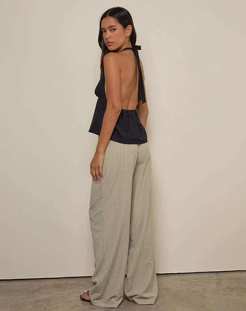 Juria-Hose in neutralem Khaki gestreift
