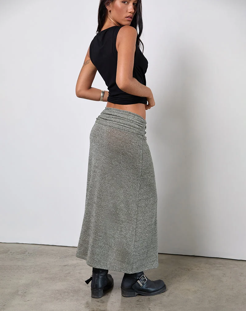 Luciara Midirock aus Glitzerstrick in Khaki