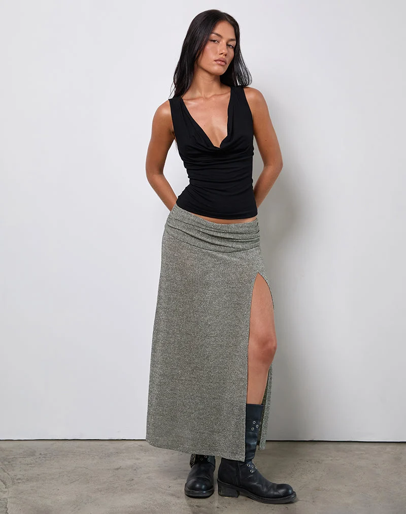 Luciara Midirock aus Glitzerstrick in Khaki