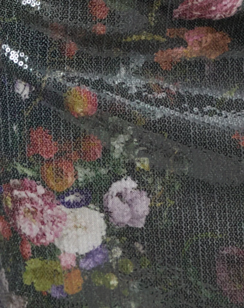 Nidya Minirock aus Pailletten Vintage Flower