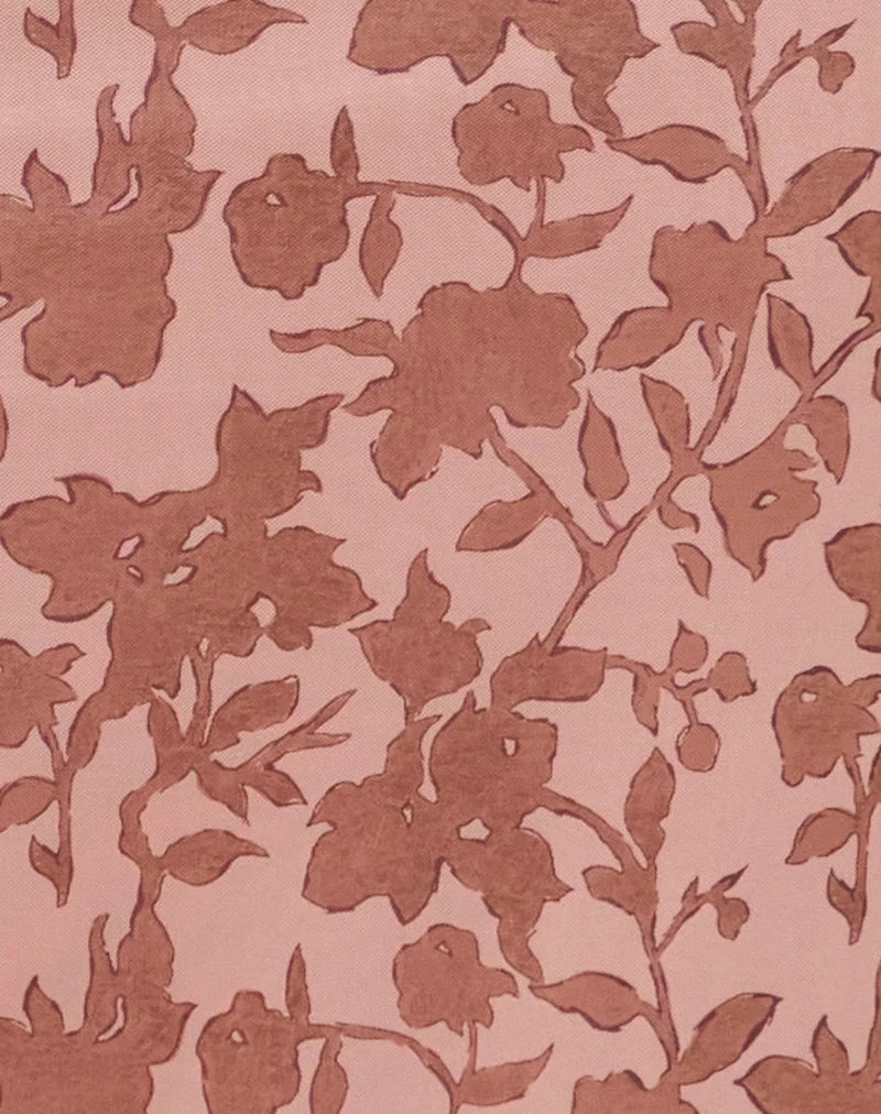 Dasita Maxikleid mit Rundhalsausschnitt und neutralem Blumenmuster