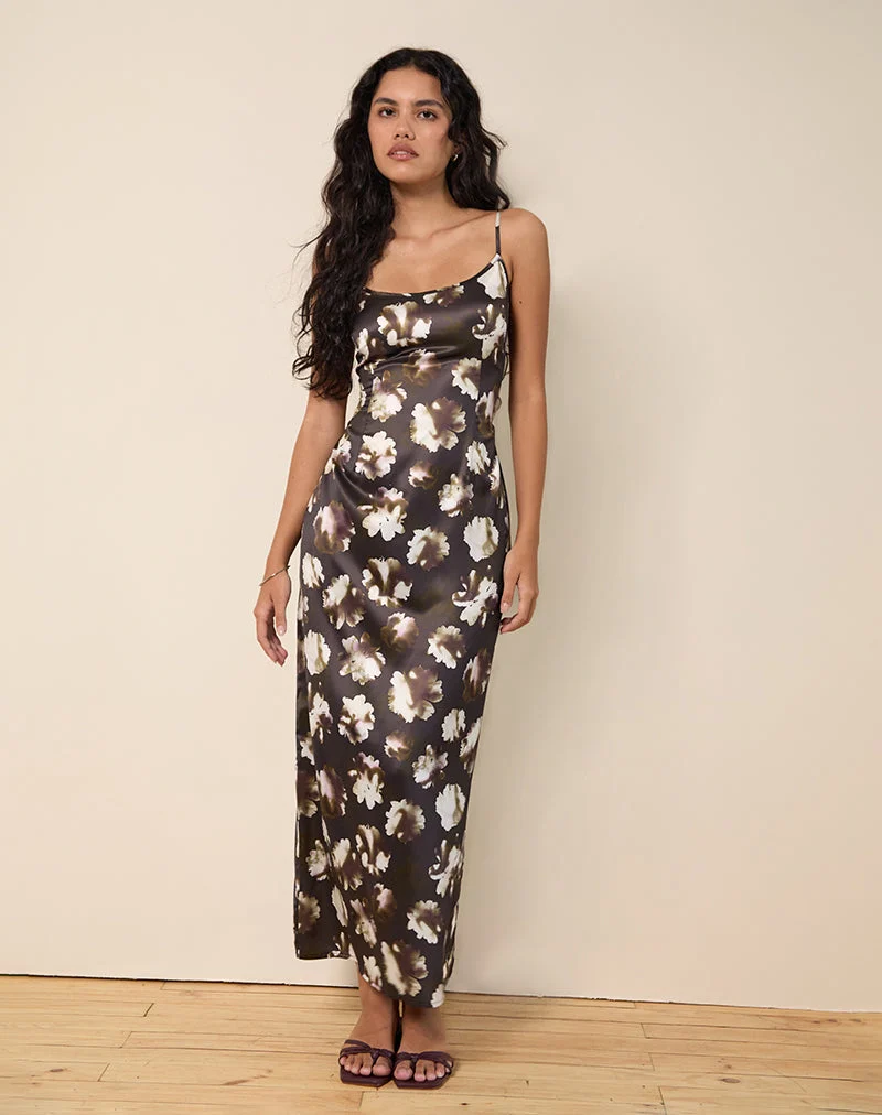 Kafka Maxikleid mit braunem Blumendruck