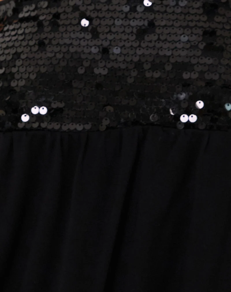 Danuta Longline Bandeau-Top aus Pailletten Schwarz
