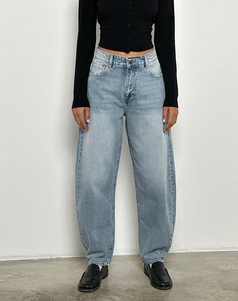 High-Rise-Jeans im Barrel-Schnitt in Blau
