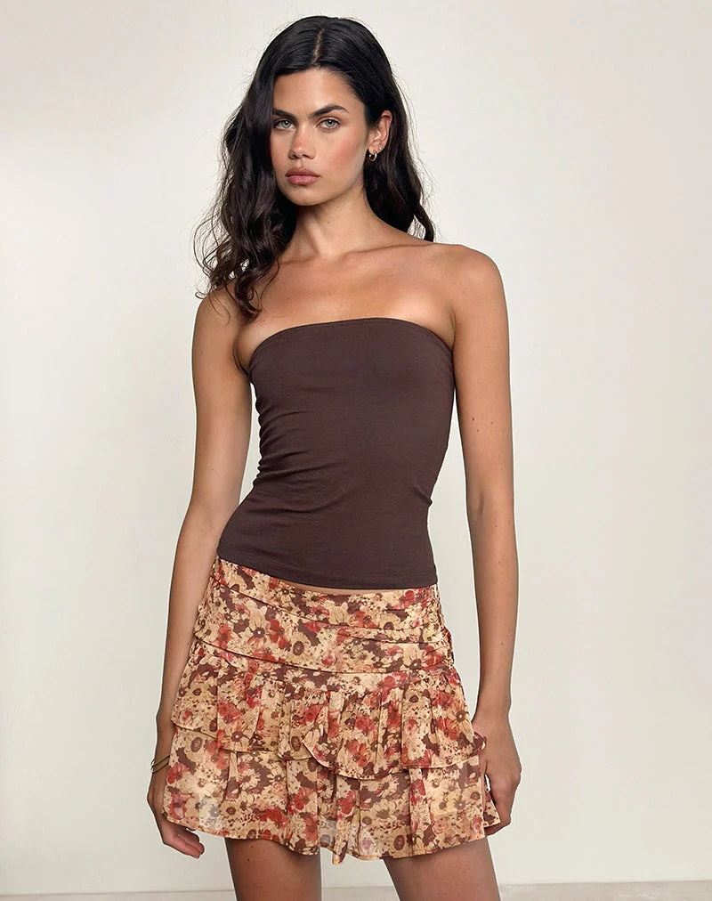 Masama Rüschenminirock aus Chiffon mit rostiger Blume