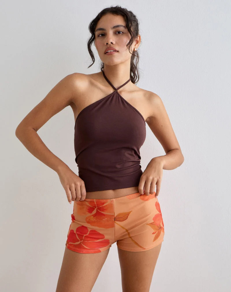 Istora Shorts in Aquarellfarbe Hibiskus Orange