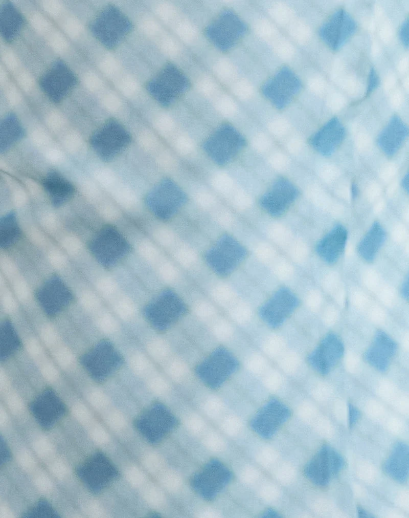 Briva Krawatten-Top in Blurred Check Blau