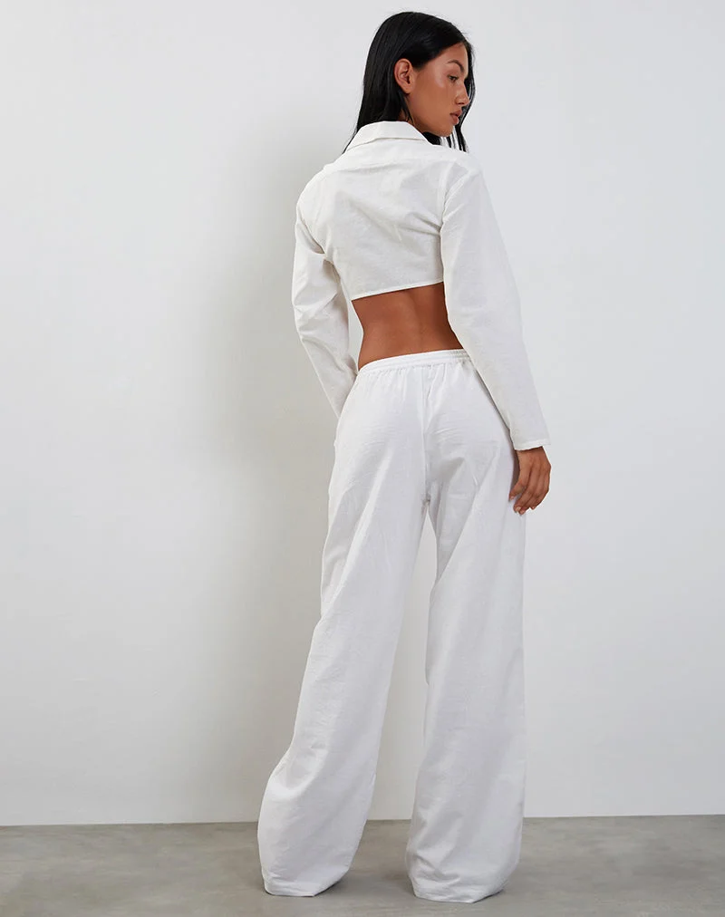 Elyse Cropped Hemd in Off White