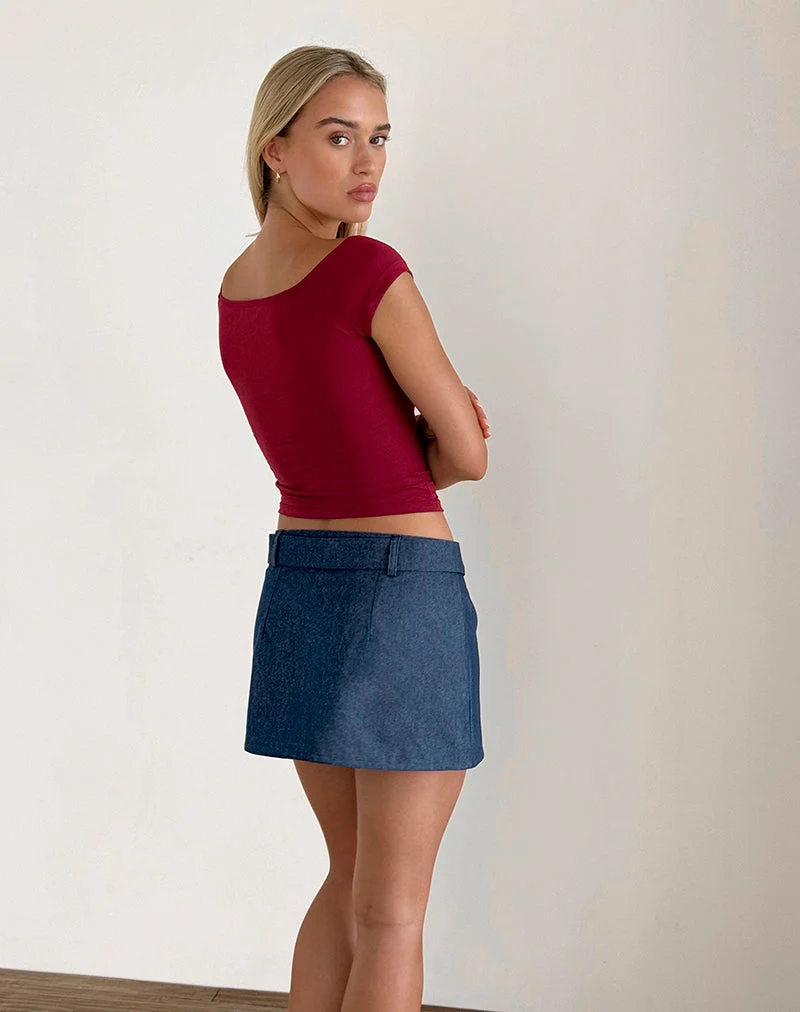 Marine Rock mit Gürtel aus Denim Chambray Indigo