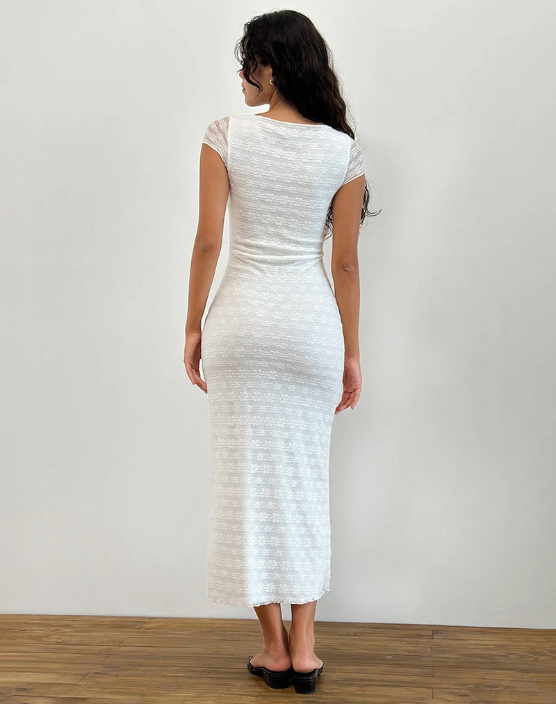 Labuan Maxikleid aus Celosia-Spitze Weiß