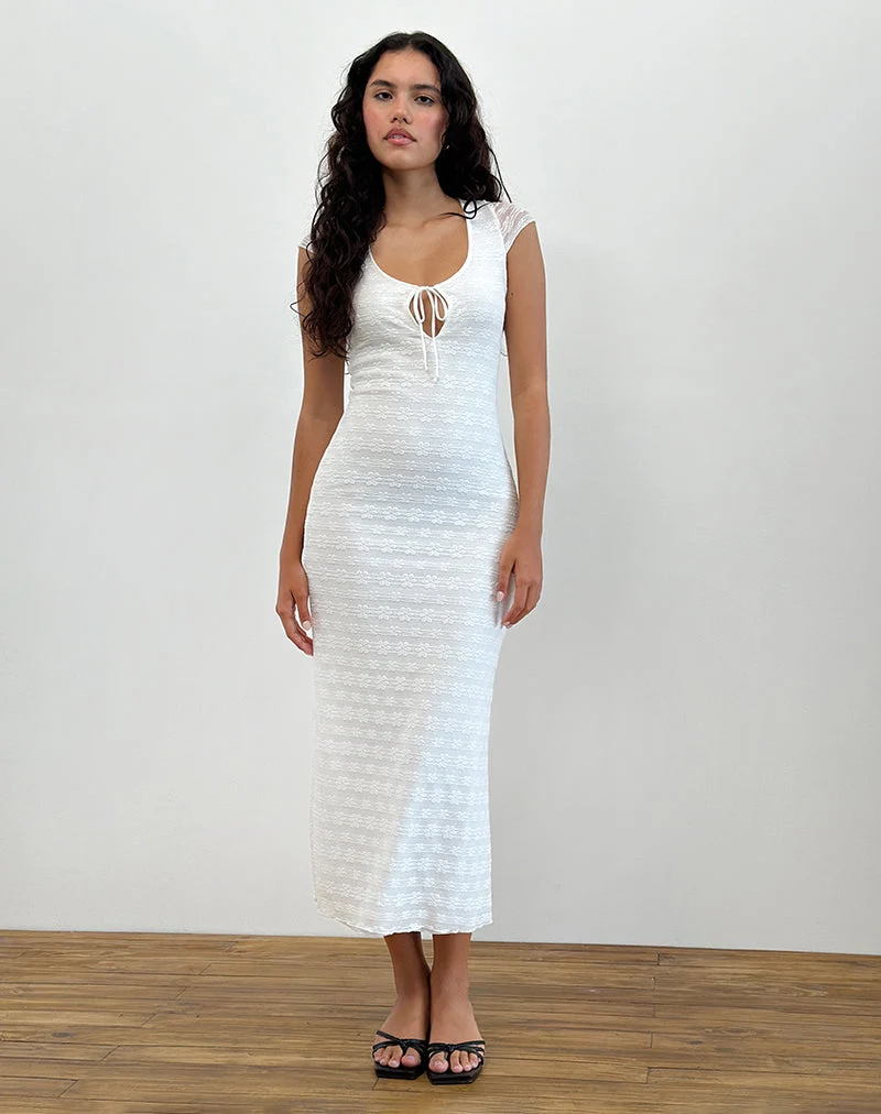 Labuan Maxikleid aus Celosia-Spitze Weiß