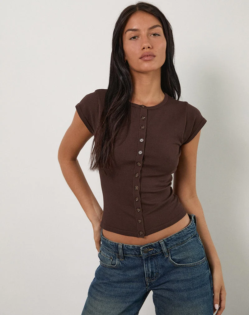 Elmira Top in Bitter Chocolate gestrickt