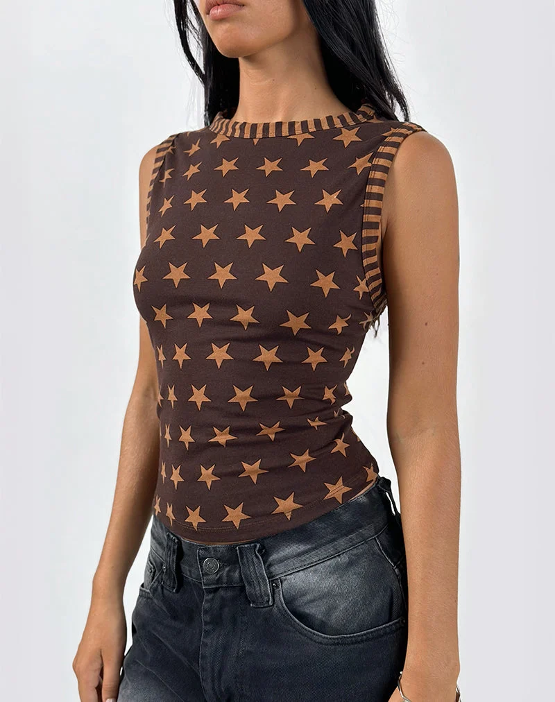 Haleen Top in Brown Star Stripe mit Bindung