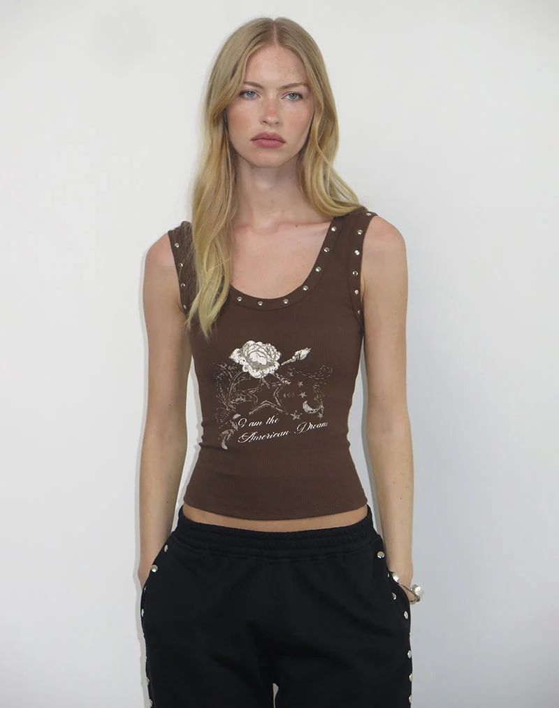 Daxio Vest Top in Kakao American Dream mit Nieten