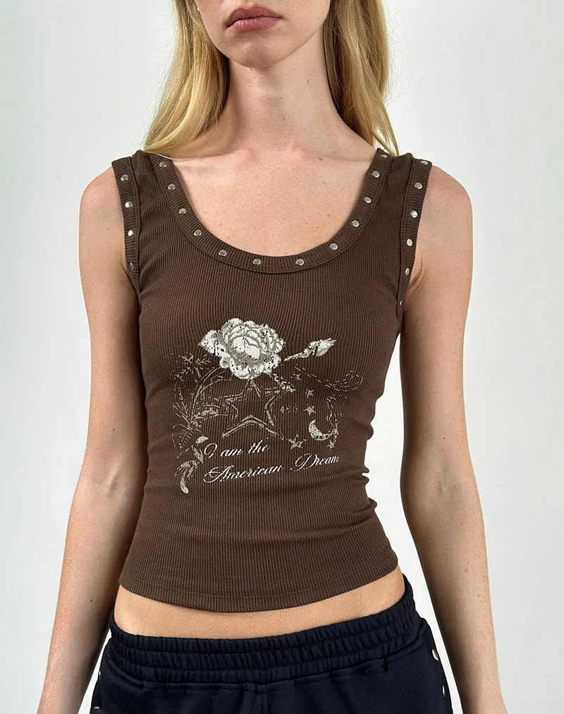 Daxio Vest Top in Kakao American Dream mit Nieten