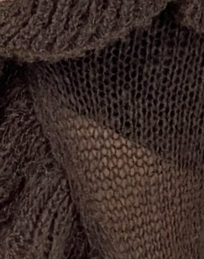 Kendra Rüschen-Strickjacke in Schokoladenbraun