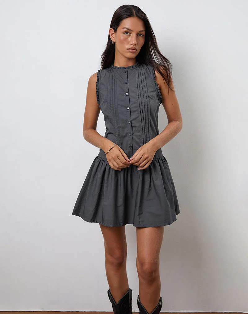 Dayara Minikleid aus Popeline in Anthrazit