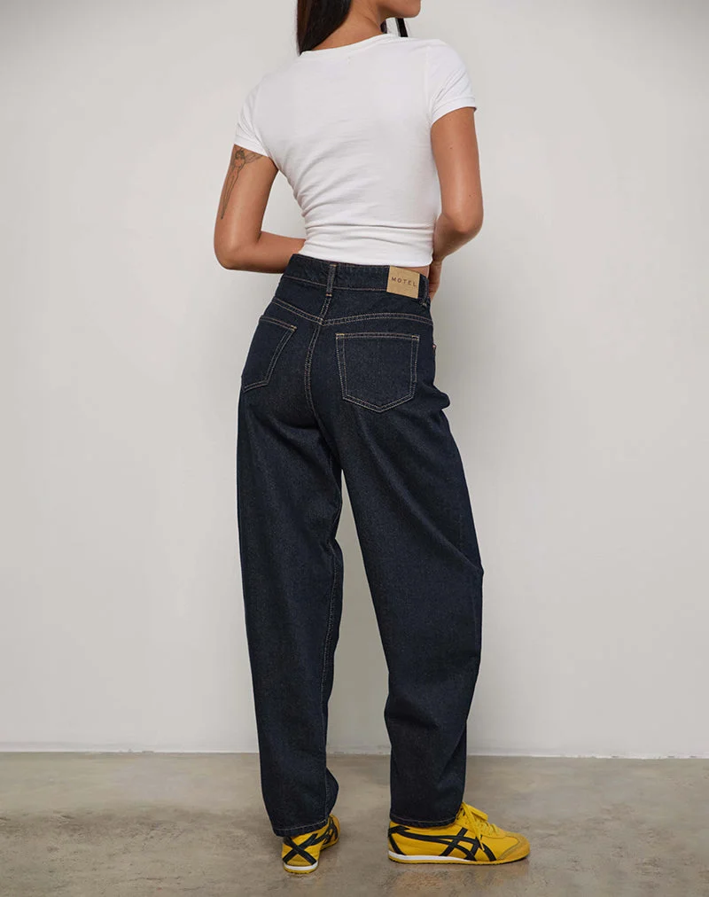 High Rise Barrel Jean in Indigo
