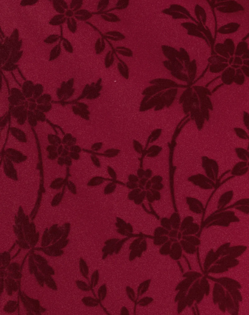 Slokya Langärmeliges Maxikleid in Vine Floral Flock Cherry