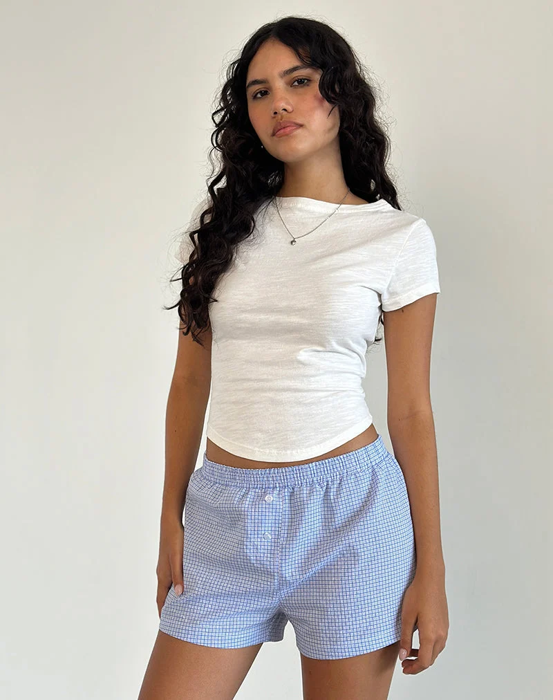 Voir Short aus Popeline Gingham Blau und Weiß