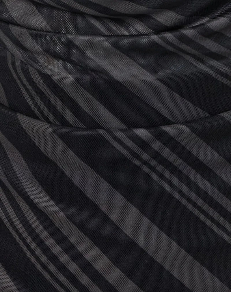 Losa Cowl Neck Top in unregelmäßigen Streifen Grau Schwarz