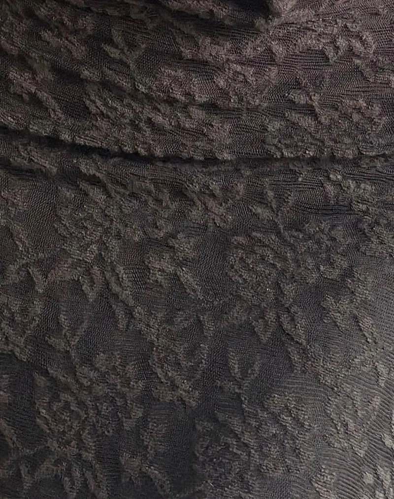 Zari Mini-Kleid mit Rundhalsausschnitt aus braunem Jacquard-Strick