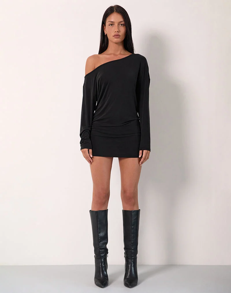 Shelisa Schlabber-Minikleid in Schwarz