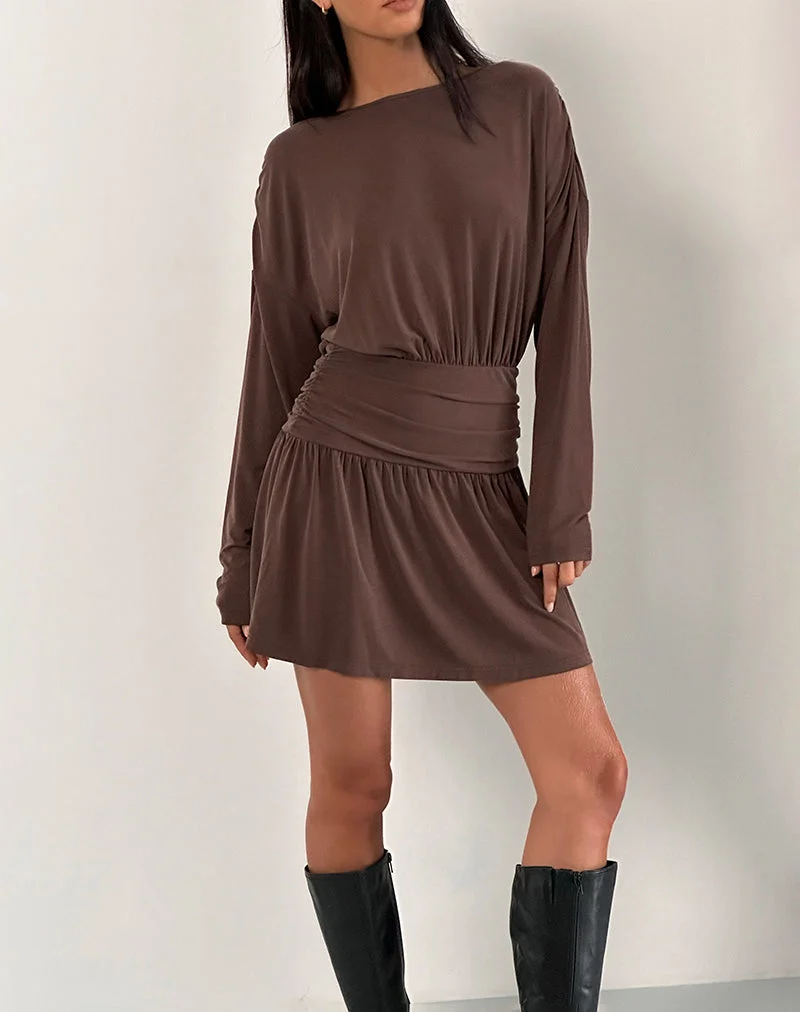 Sanuli Minikleid in Bitterschokolade