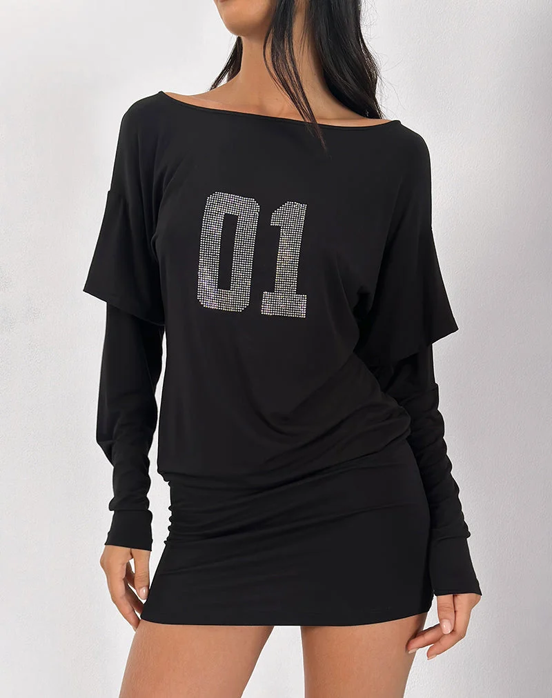 Jionni Pulloverkleid in Hotfix Schwarz