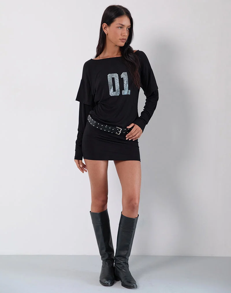 Jionni Pulloverkleid in Hotfix Schwarz