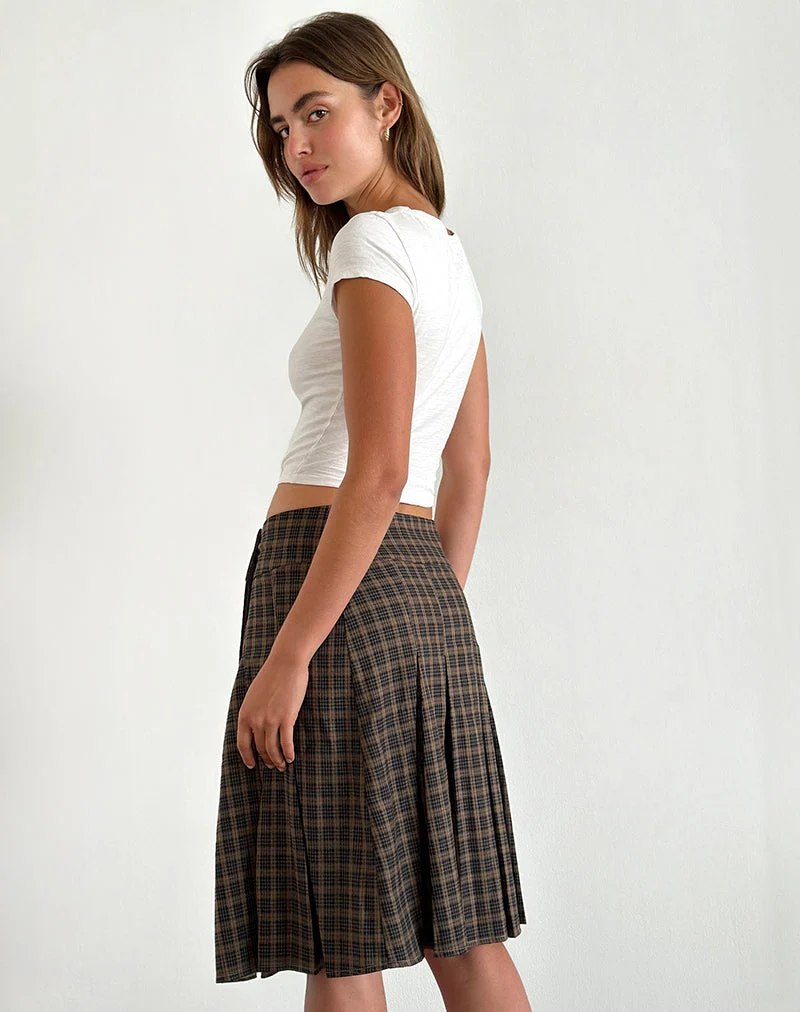 Vanka Midirock aus dunkelbraunem Karo