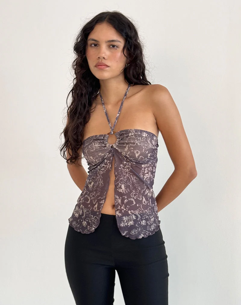 Janar Top in Batik Botanisch Braun