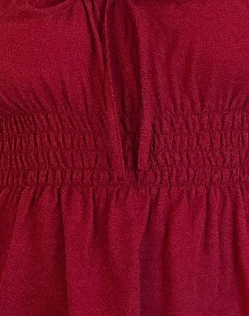 Lyncia Tie Front Cami Top in Adrenalin Rot