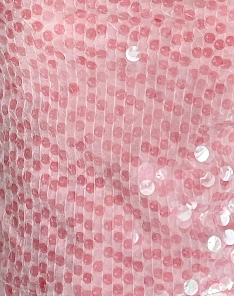 Abony Cami Top aus großen Pailletten, rosa getönt
