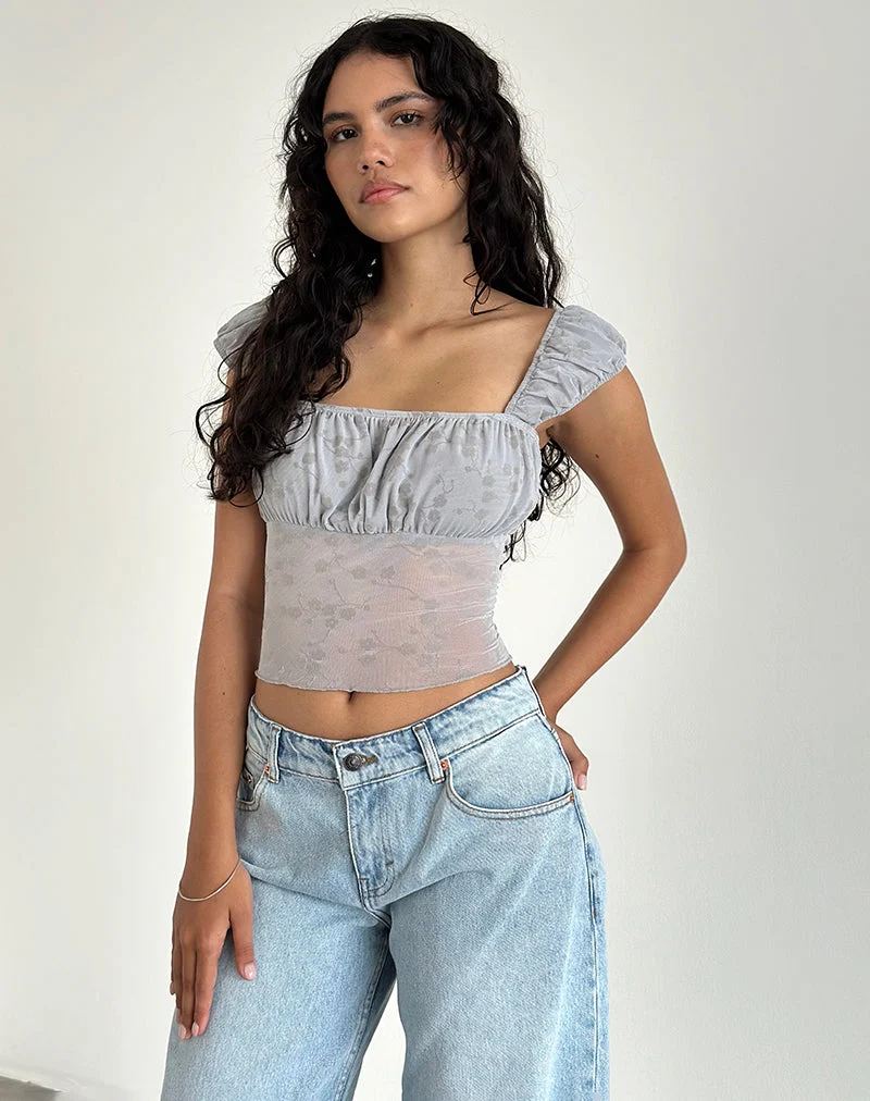 Jamet Top in Flock Chic Petals Grau
